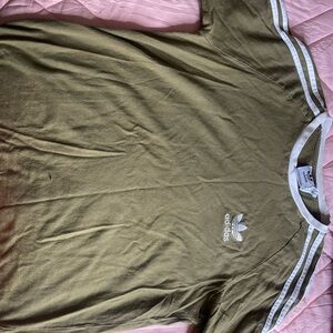 Adidas Olive green Tee with White Accents